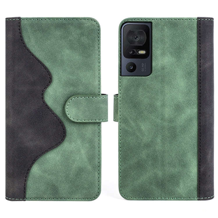 For TCL 40 SE Stitching Horizontal Flip Leather Phone Case(Green)