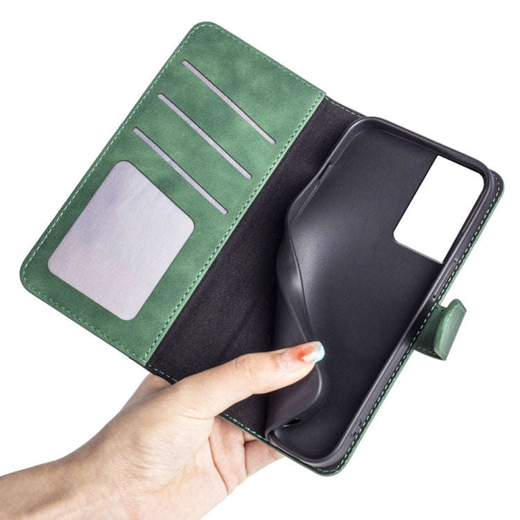For TCL 40 SE Stitching Horizontal Flip Leather Phone Case(Green)
