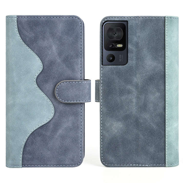 For TCL 40 SE Stitching Horizontal Flip Leather Phone Case(Blue)