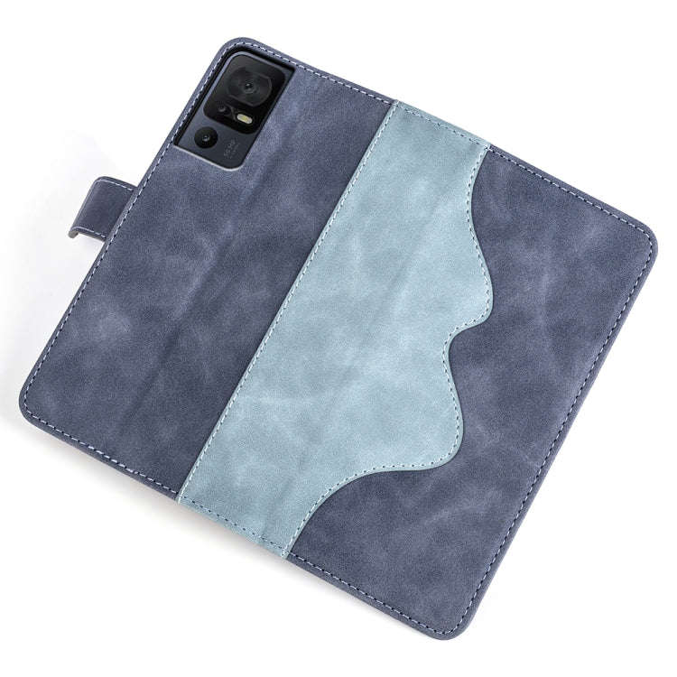 For TCL 40 SE Stitching Horizontal Flip Leather Phone Case(Blue)