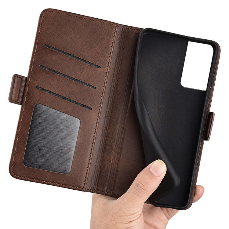 For TCL 40 SE Dual-side Magnetic Buckle Leather Phone Case(Brown)