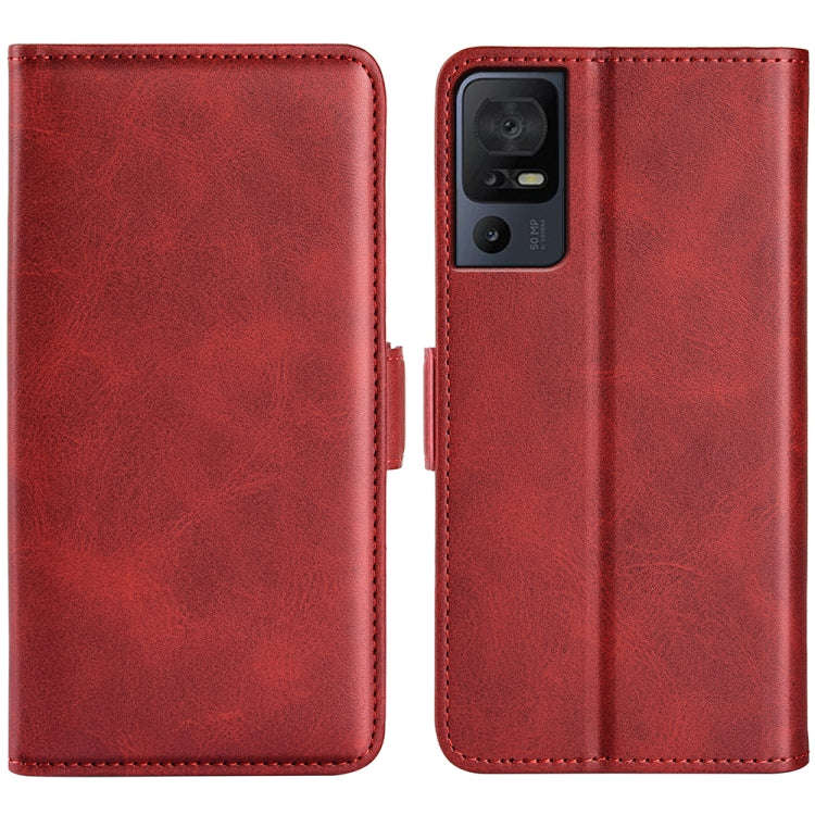 For TCL 40 SE Dual-side Magnetic Buckle Leather Phone Case(Red)