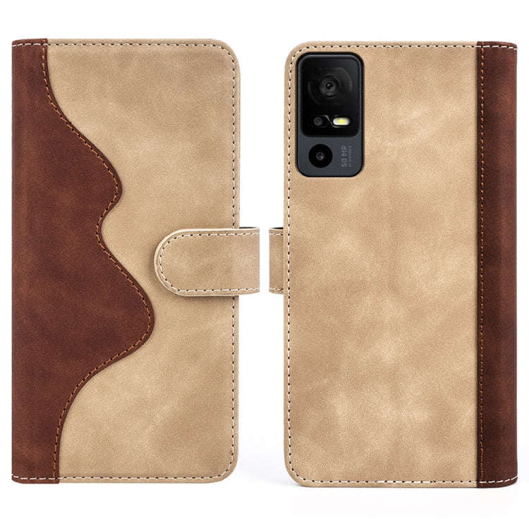 For TCL 40R Stitching Horizontal Flip Leather Phone Case(Yellow)