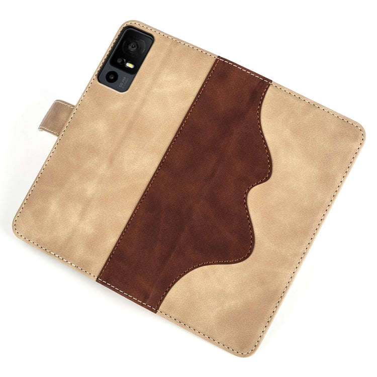 For TCL 40R Stitching Horizontal Flip Leather Phone Case(Yellow)