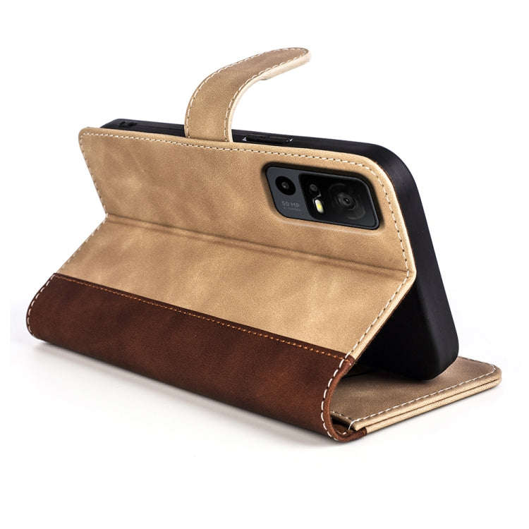 For TCL 40R Stitching Horizontal Flip Leather Phone Case(Yellow)