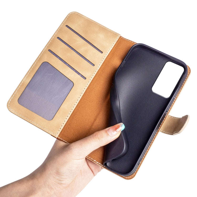 For TCL 40R Stitching Horizontal Flip Leather Phone Case(Yellow)
