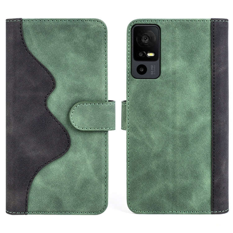 For TCL 40R Stitching Horizontal Flip Leather Phone Case(Green)