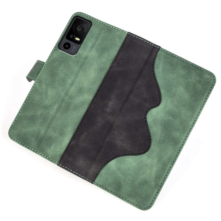For TCL 40R Stitching Horizontal Flip Leather Phone Case(Green)
