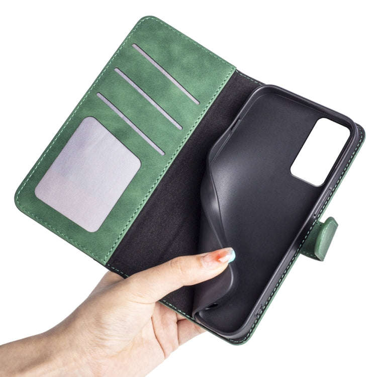For TCL 40R Stitching Horizontal Flip Leather Phone Case(Green)