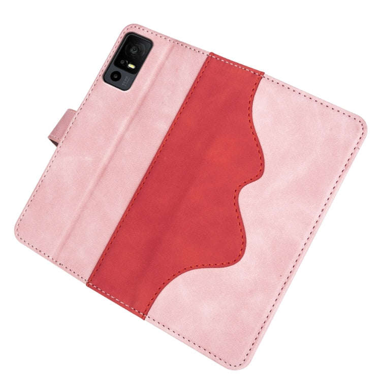 For TCL 40R Stitching Horizontal Flip Leather Phone Case(Red)