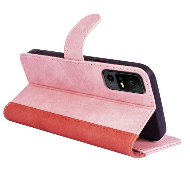 For TCL 40R Stitching Horizontal Flip Leather Phone Case(Red)