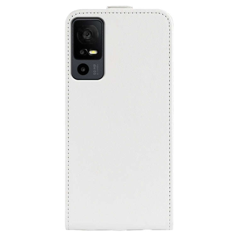 For TCL 40R R64 Texture Vertical Flip Leather Phone Case(White)