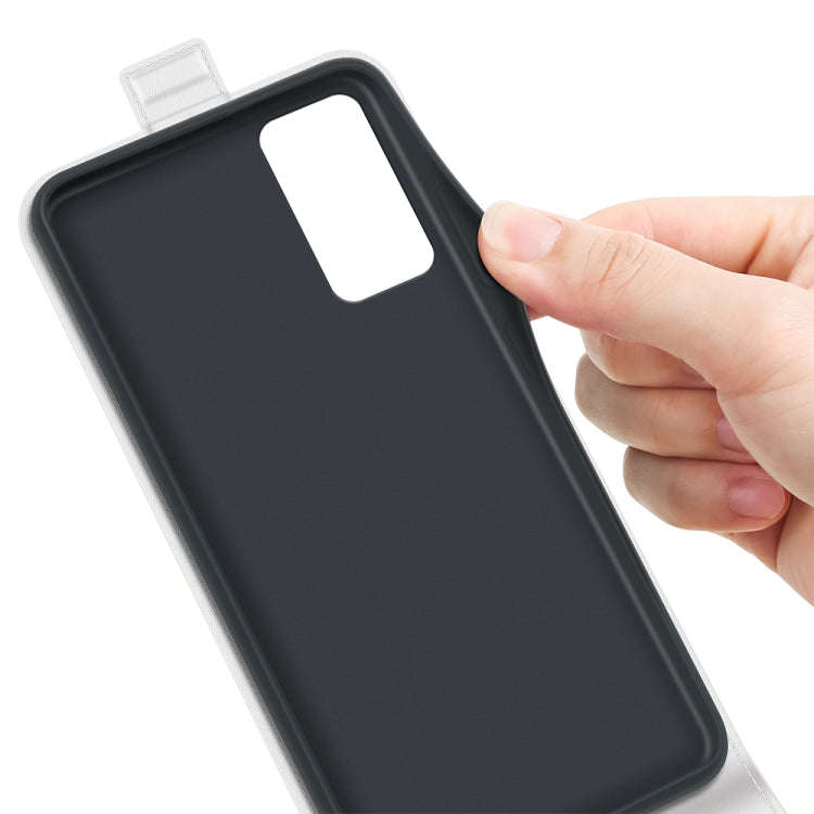 For TCL 40R R64 Texture Vertical Flip Leather Phone Case(White)