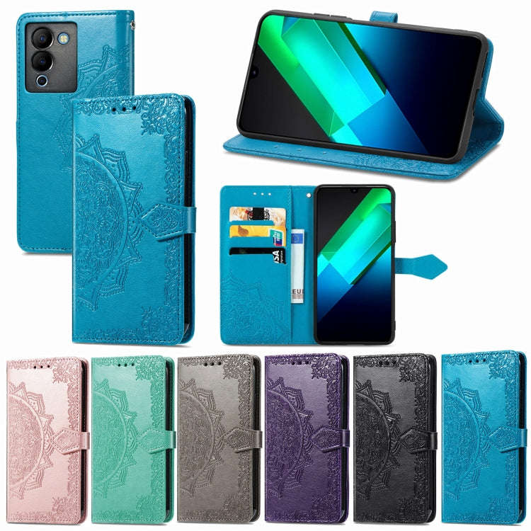 For Infinix Note 12 G96 Mandala Flower Embossed Leather Phone Case(Blue)