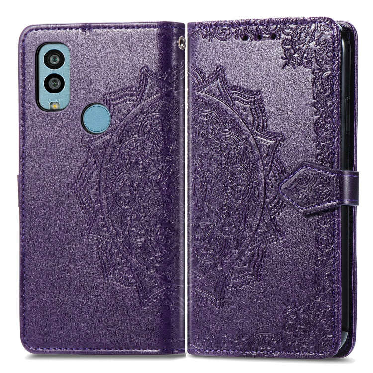 For Kyocera Android One S10 Mandala Flower Embossed Leather Phone Case(Purple)