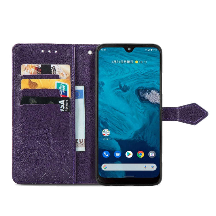 For Kyocera Android One S10 Mandala Flower Embossed Leather Phone Case(Purple)