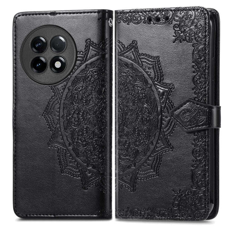 For OnePlus Ace 2 Mandala Flower Embossed Leather Phone Case(Black)