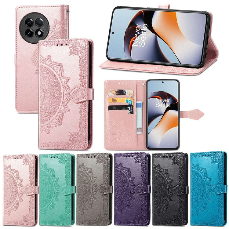 For OnePlus Ace 2 Mandala Flower Embossed Leather Phone Case(Black)