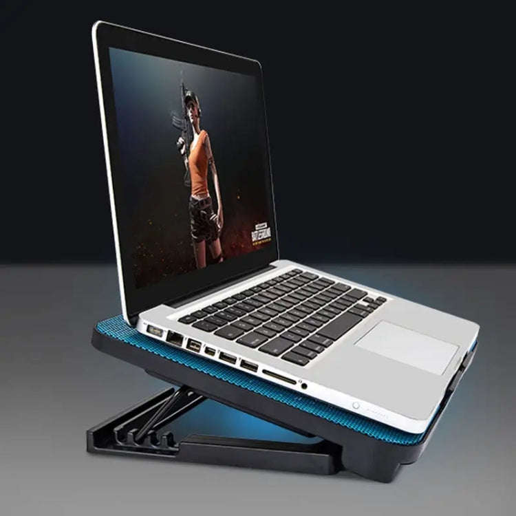 N99 USB Dual Fan Hollow Carved Design Heat Dissipation Laptop Cooling Pad(Blue)