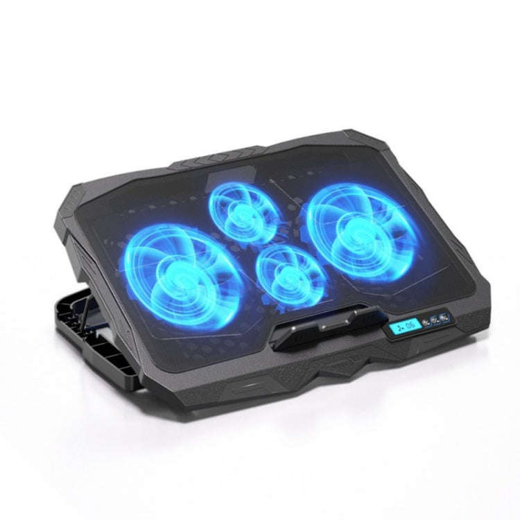 S18 Aluminum Four Fans Gaming Laptop Cooling Pad Foldable Holder with Wind Speed Display(Green)