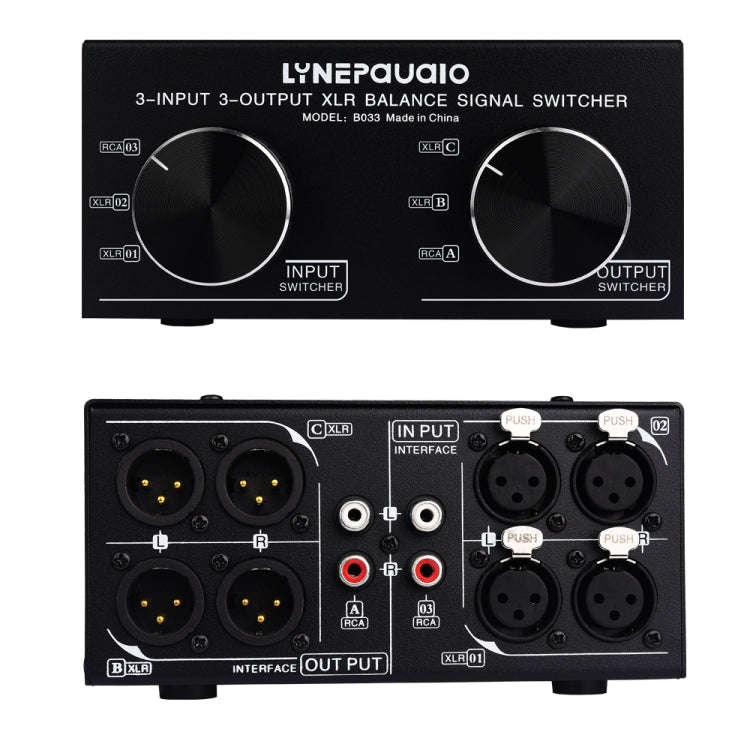 B033 3 Input To 3 Output Fully Balanced XLR Signal Passive Stereo Selector Switch Switcher