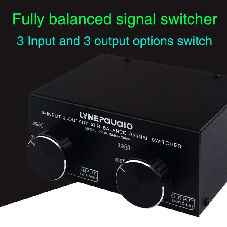 B033 3 Input To 3 Output Fully Balanced XLR Signal Passive Stereo Selector Switch Switcher