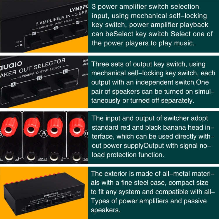 B036 3 Input 3 Output Power Amplifier And Speaker Switcher Speaker Switch Splitter Comparator