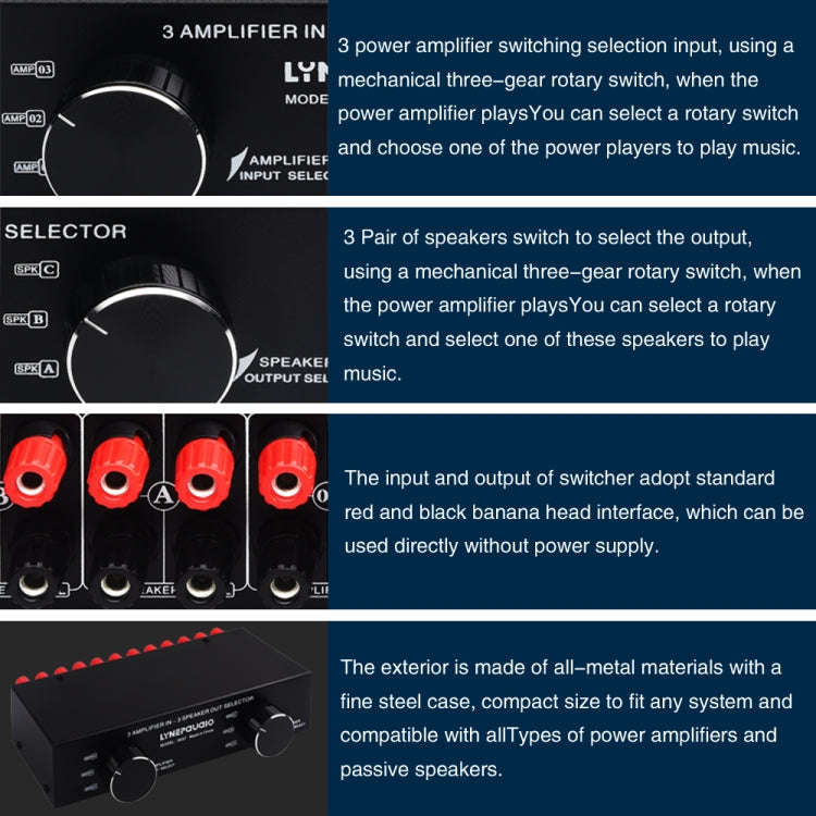 B037 3 Input 3 Output Power Amplifier And Speaker Switcher Speaker Switch Splitter Comparator 300...