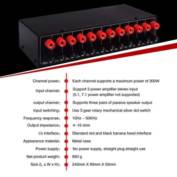 B037 3 Input 3 Output Power Amplifier And Speaker Switcher Speaker Switch Splitter Comparator 300...
