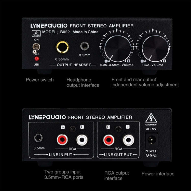 B022 Pre-Stereo Signal Amplifier Volume Booster Headphones Active Speaker Preamp Audio Amplifier