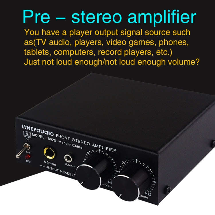 B022 Pre-Stereo Signal Amplifier Volume Booster Headphones Active Speaker Preamp Audio Amplifier
