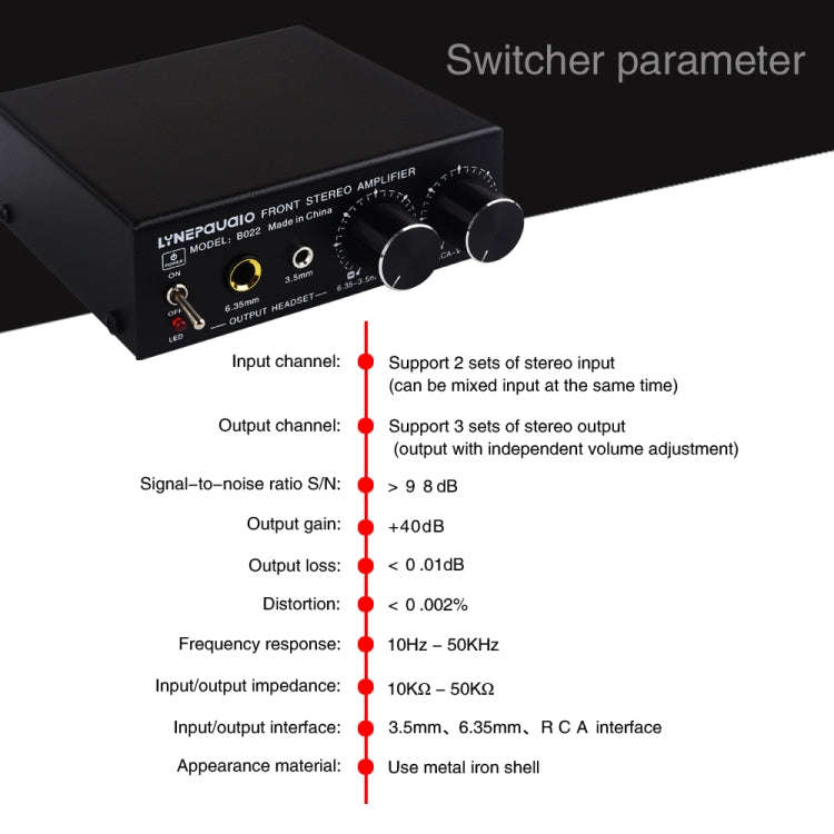 B022 Pre-Stereo Signal Amplifier Volume Booster Headphones Active Speaker Preamp Audio Amplifier