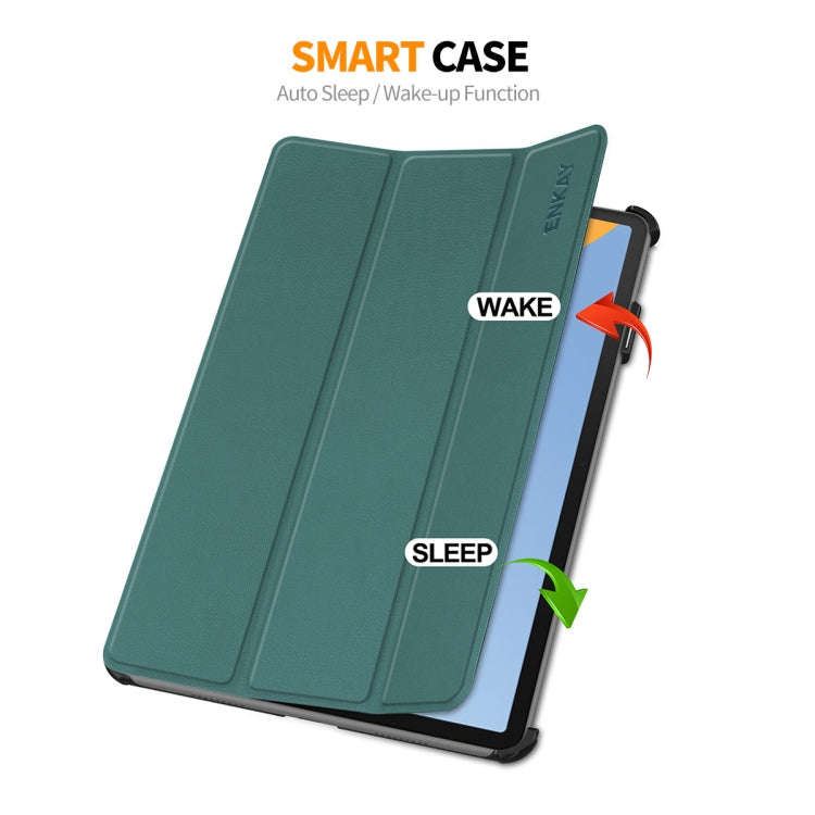 For Huawei MatePad 11 2023 ENKAY Tri-fold Custer Texture Leather Stand Smart Case(Dark Blue)