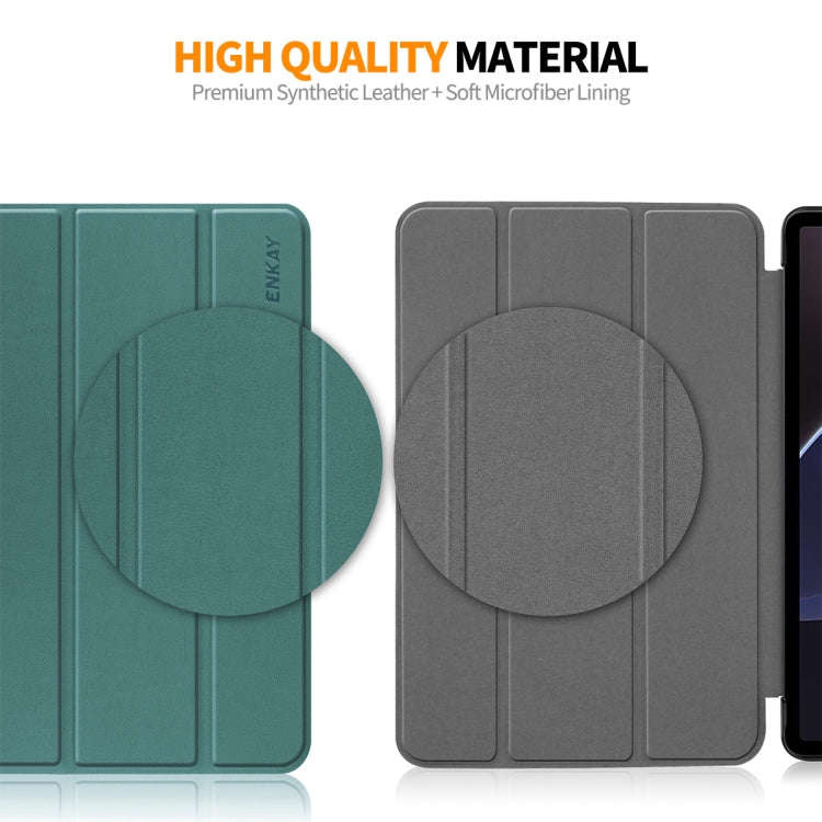 For Huawei MatePad 11 2023 ENKAY Tri-fold Custer Texture Leather Stand Smart Case(Dark Blue)