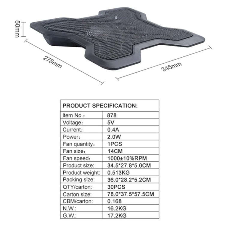 878 USB Radiator Fan Desktop Laptop Router Cooling Pad
