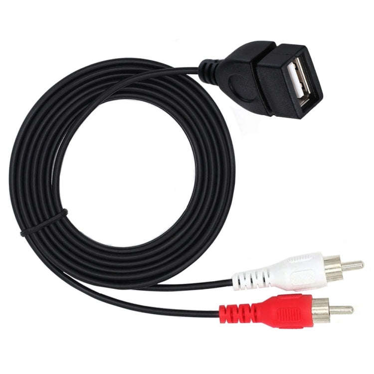 JUNSUNMAY USB 2.0 Female to 2 x RCA Male Video Audio Splitter Adapter Cable, Length:0.2m