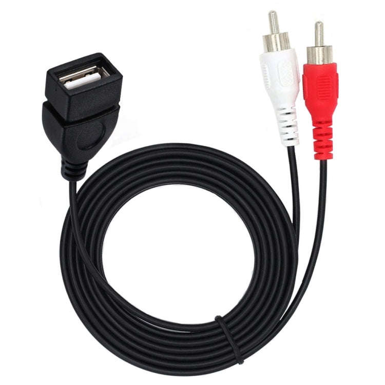 JUNSUNMAY USB 2.0 Female to 2 x RCA Male Video Audio Splitter Adapter Cable, Length:0.2m