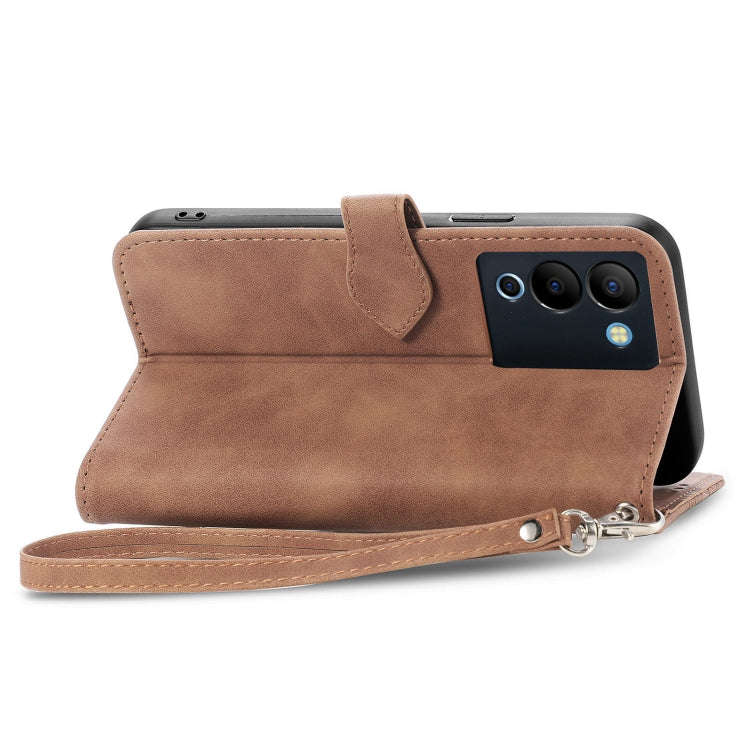For Infinix Note 12 G96 Embossed Flower Zipper Leather Phone Case(Brown)