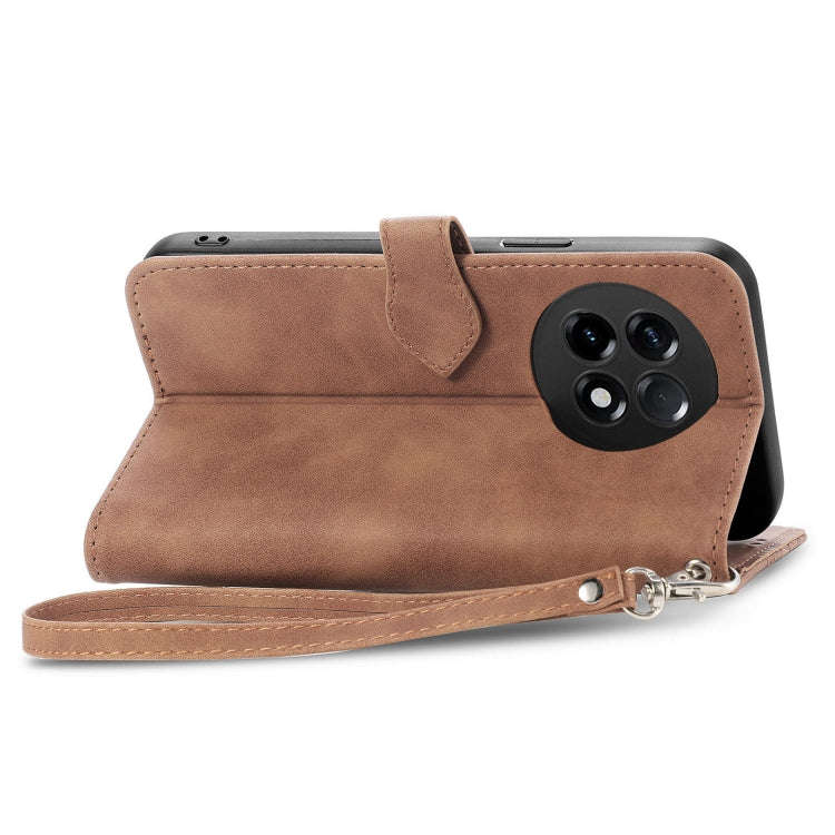 For OnePlus Ace 2 Embossed Flower Zipper Leather Phone Case(Brown)