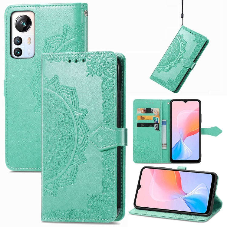 For Blackview A85 Mandala Flower Embossed Leather Phone Case(Green)