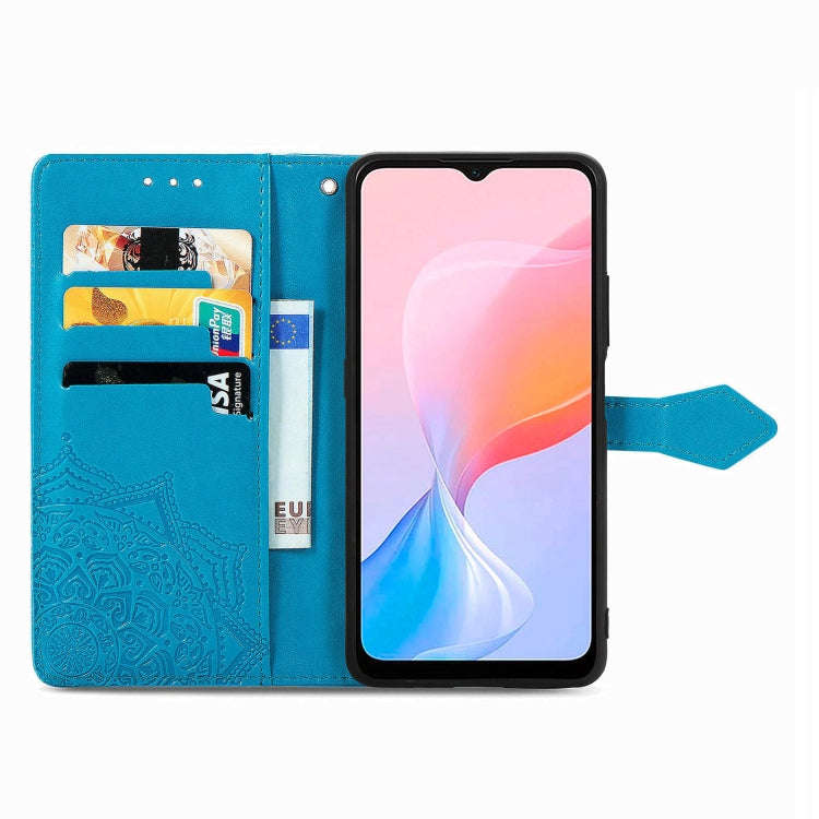 For Blackview A85 Mandala Flower Embossed Leather Phone Case(Blue)