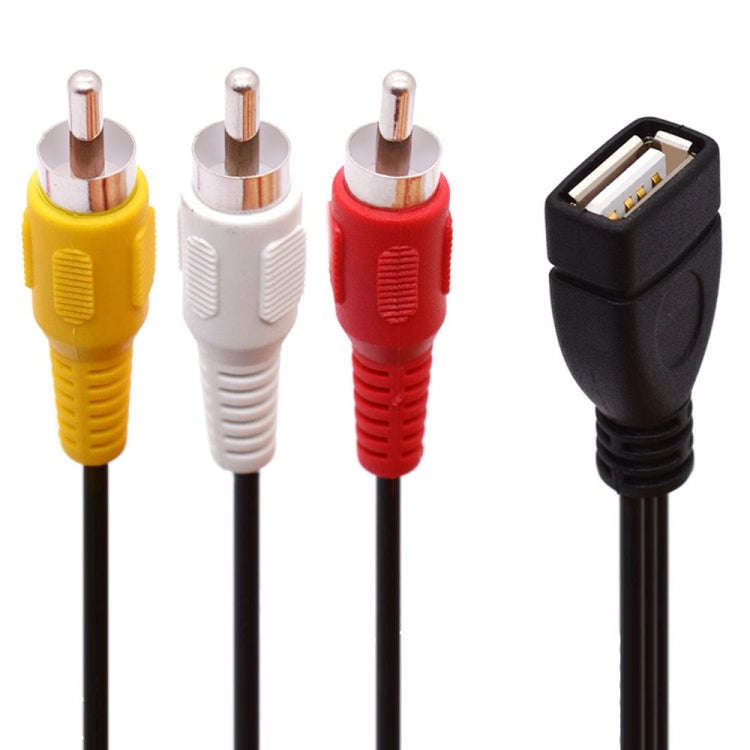 JUNSUNMAY USB Female to 3 x RCA Male Audio Video Splitter Cable, Length:0.2m