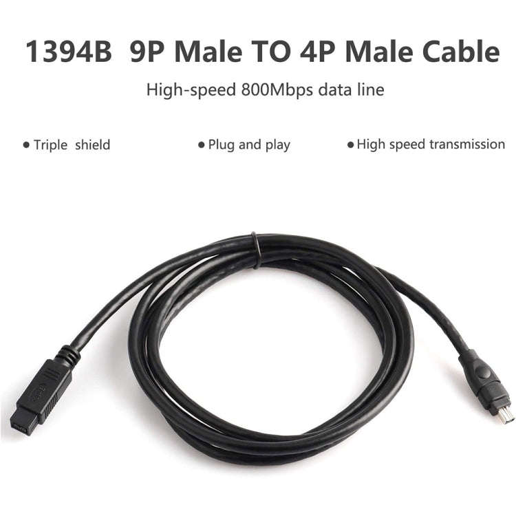 JUNSUNMAY FireWire High Speed Premium DV 800 9 Pin Male To FireWire 400 4 Pin Male IEEE 1394 Cabl...