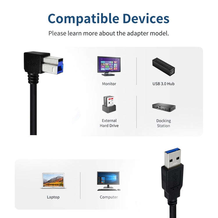 JUNSUNMAY USB 3.0 A Male to USB 3.0 B Male Adapter Cable Cord 1.6ft/0.5M for Docking Station, Ext...