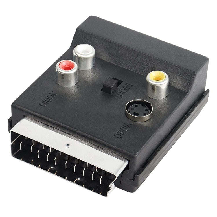 JUNSUNMAY 21 Pin Scart Male to Female S-Video 3 RCA Adapter Switchable in Out Audio Converter