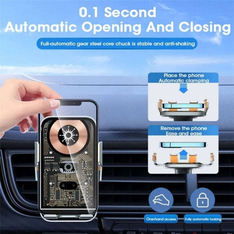 C10 Car Navigation Infrared Sensor Transparent Wireless Charger 15W Fast Charger Phone Stand(Golden)
