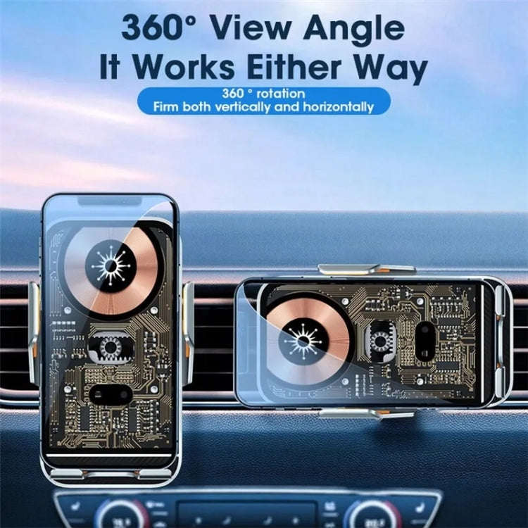 C10 Car Navigation Infrared Sensor Transparent Wireless Charger 15W Fast Charger Phone Stand(Golden)