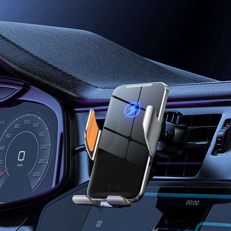 C9 Car Wireless Charger Phone Holder Infrared Auto-Clamping Metal Phone Mount Car Charger(Gray)