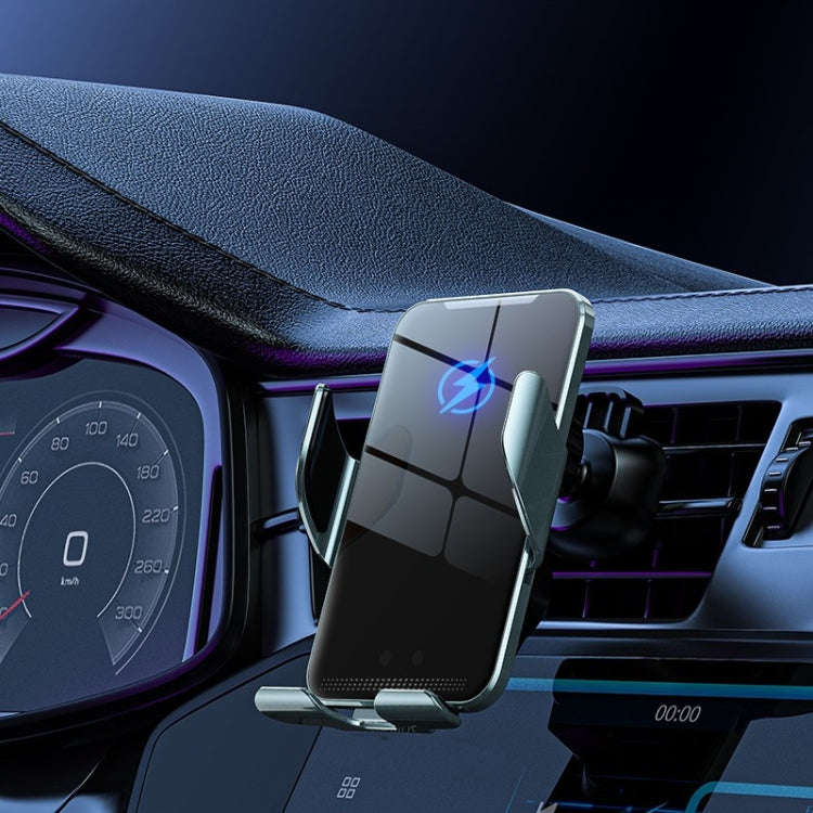 C9 Car Wireless Charger Phone Holder Infrared Auto-Clamping Metal Phone Mount Car Charger(Blue)