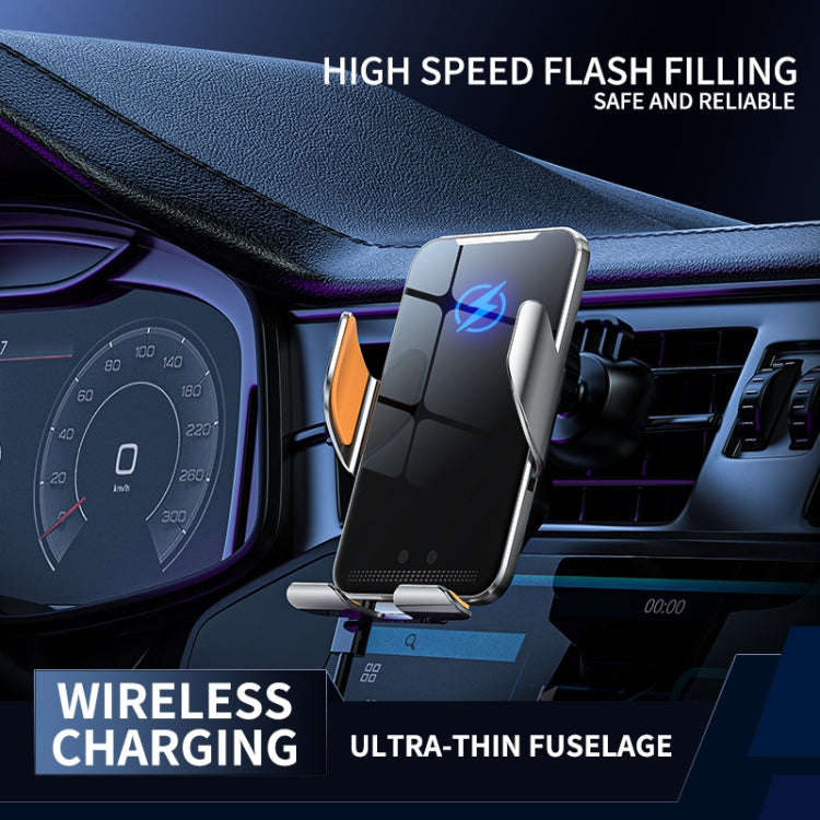 C9 Car Wireless Charger Phone Holder Infrared Auto-Clamping Metal Phone Mount Car Charger(Blue)